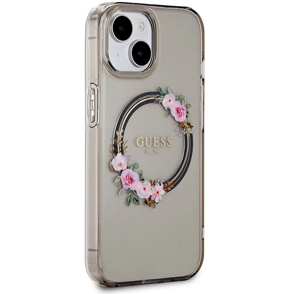 Guess IML Flowers Wreath MagSafe case for iPhone 15 / 14 / 13 - black_3