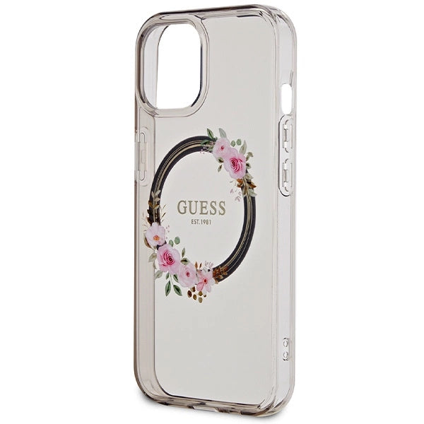 Guess IML Flowers Wreath MagSafe case for iPhone 15 / 14 / 13 - black_5