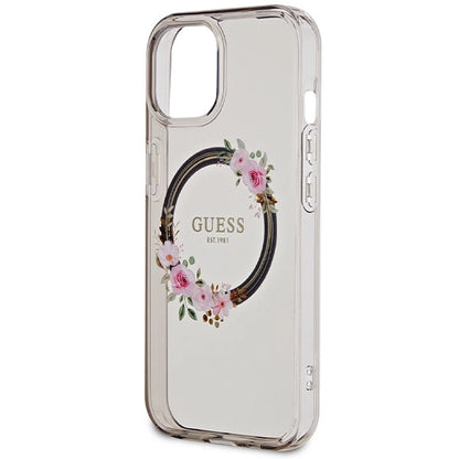 Guess IML Flowers Wreath MagSafe case for iPhone 15 / 14 / 13 - black_5