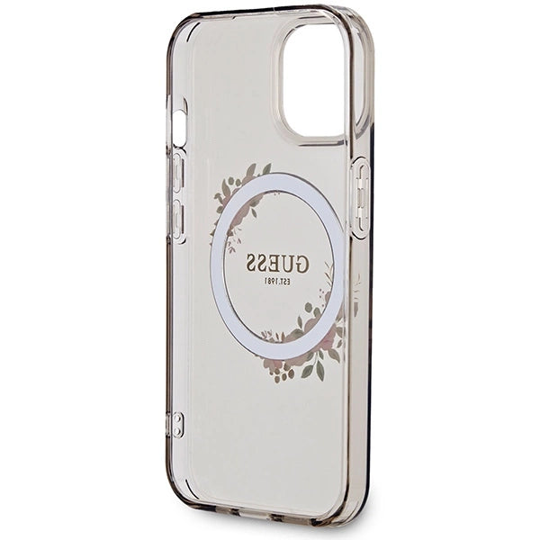 Guess IML Flowers Wreath MagSafe case for iPhone 15 / 14 / 13 - black_6