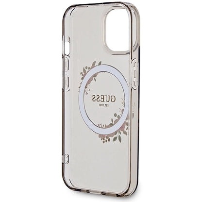 Guess IML Flowers Wreath MagSafe case for iPhone 15 / 14 / 13 - black_6