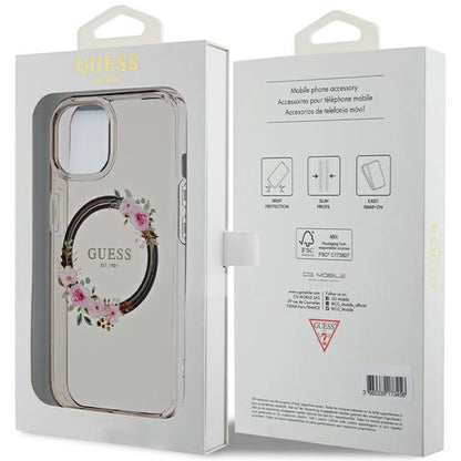 Guess IML Flowers Wreath MagSafe case for iPhone 15 / 14 / 13 - black_7