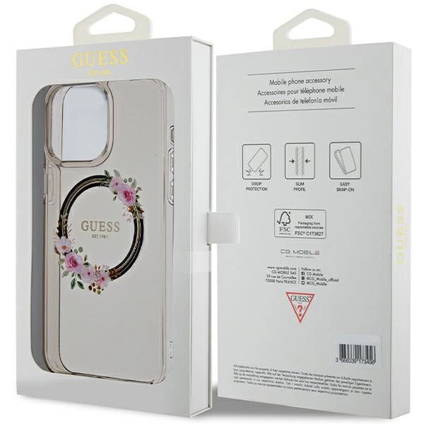 Guess IML Flowers Wreath MagSafe case for iPhone 15 Pro Max - black_7