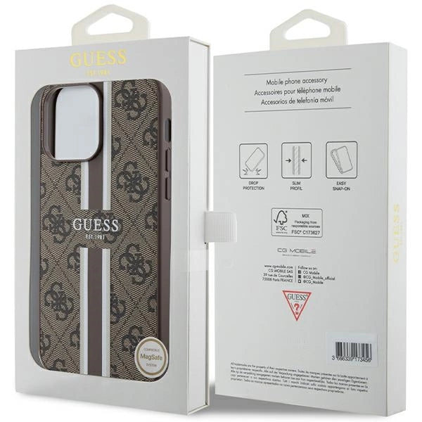 Guess 4G Printed Stripes MagSafe case for iPhone 15 Pro Max - brown_7