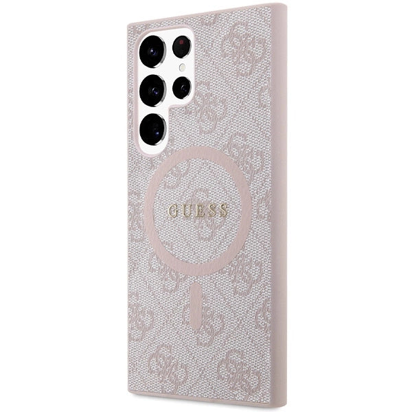 Guess 4G Collection Leather Metal Logo MagSafe Case for Samsung Galaxy S24 Ultra - Pink_1