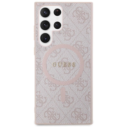 Guess 4G Collection Leather Metal Logo MagSafe Case for Samsung Galaxy S24 Ultra - Pink_2