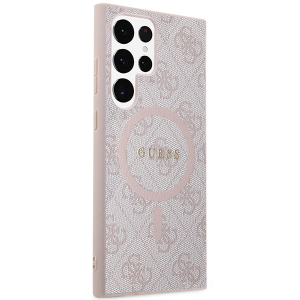 Guess 4G Collection Leather Metal Logo MagSafe Case for Samsung Galaxy S24 Ultra - Pink_3