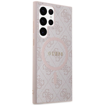 Guess 4G Collection Leather Metal Logo MagSafe Case for Samsung Galaxy S24 Ultra - Pink_3
