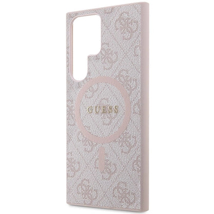 Guess 4G Collection Leather Metal Logo MagSafe Case for Samsung Galaxy S24 Ultra - Pink_5