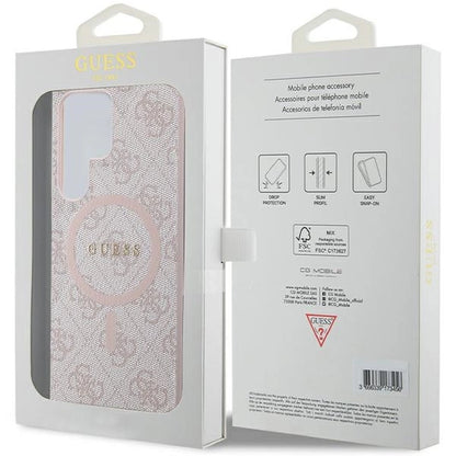 Guess 4G Collection Leather Metal Logo MagSafe Case for Samsung Galaxy S24 Ultra - Pink_7
