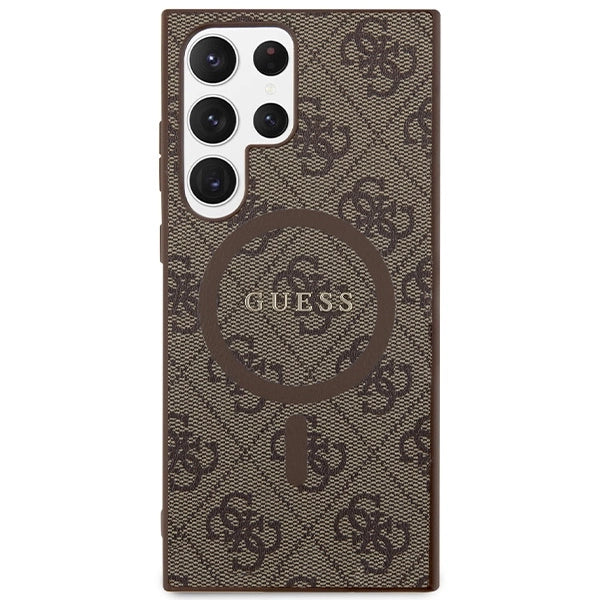 Guess 4G Collection Leather Metal Logo MagSafe Case for Samsung Galaxy S24 Ultra - Brown_2