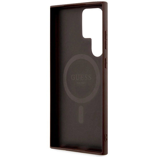 Guess 4G Collection Leather Metal Logo MagSafe Case for Samsung Galaxy S24 Ultra - Brown_6