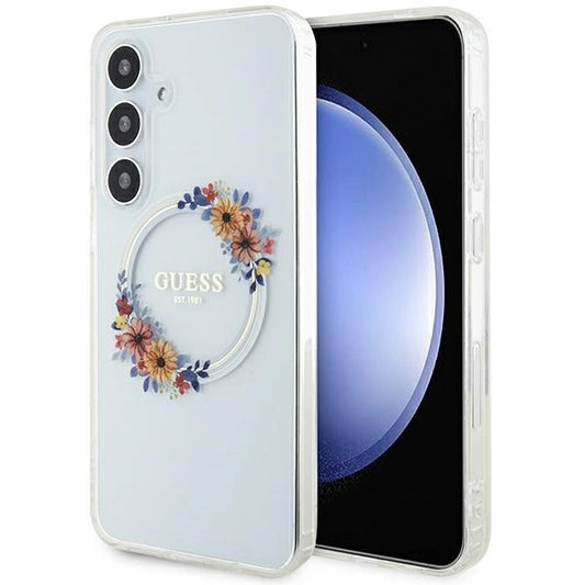 Guess IML Flowers Wreath MagSafe case for Samsung Galaxy S24+ - transparent_0