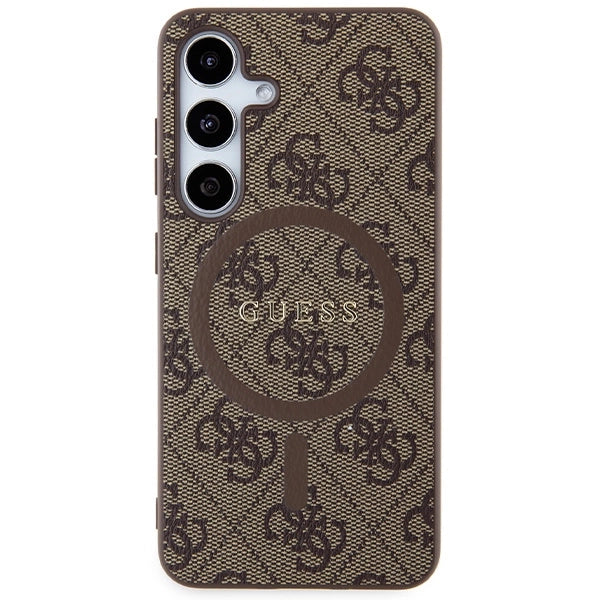 Guess 4G Collection Leather Metal Logo MagSafe Case for Samsung Galaxy S24 - Brown_2