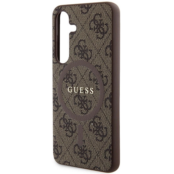 Guess 4G Collection Leather Metal Logo MagSafe Case for Samsung Galaxy S24 - Brown_5