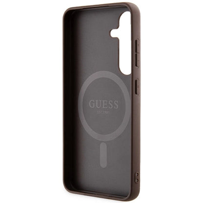 Guess 4G Collection Leather Metal Logo MagSafe Case for Samsung Galaxy S24 - Brown_6