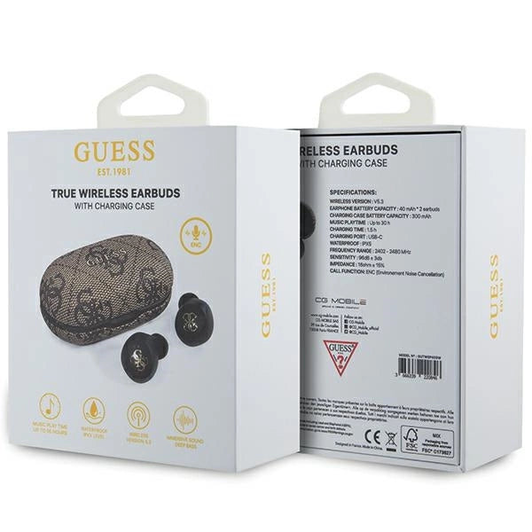 TWS Guess 4G Metal Bluetooth headphones with ENC docking station - brown_5