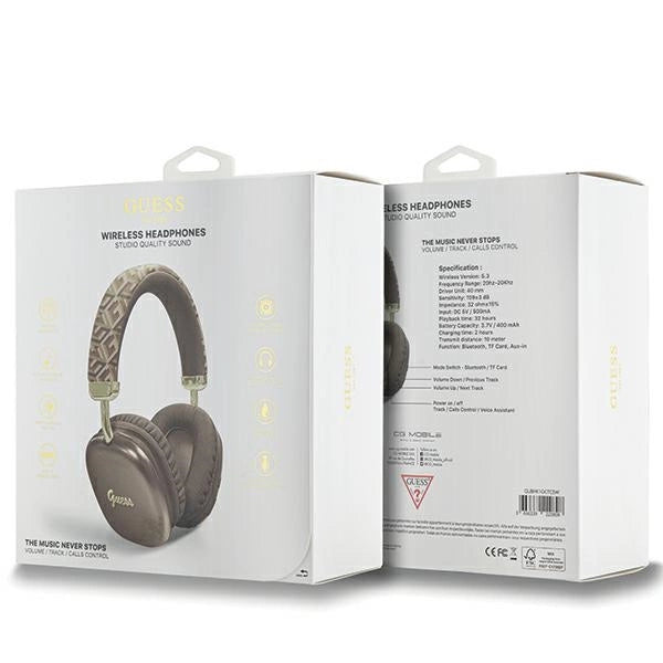 Guess GCube Metallic Script Logo Bluetooth on-ear headphones - brown_3