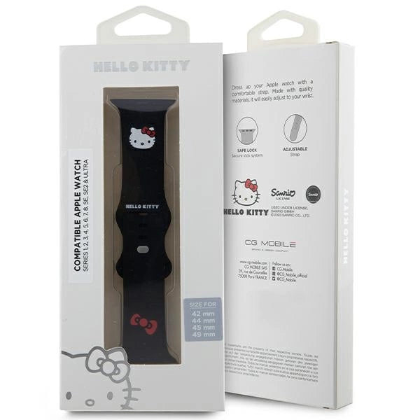 Hello Kitty Silicone Kitty Head Strap for Apple Watch 42/44/45/49mm - Black_4