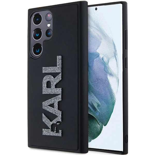 Karl Lagerfeld 3D Rubber Glitter Logo case for Samsung Galaxy S23 Ultra - black_0