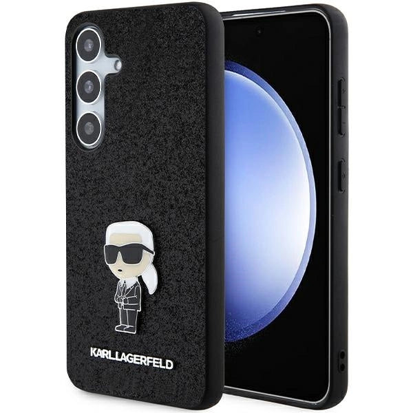 Karl Lagerfeld Fixed Glitter Ikonik Logo Metal Pin case for Samsung Galaxy S24+ - black_0
