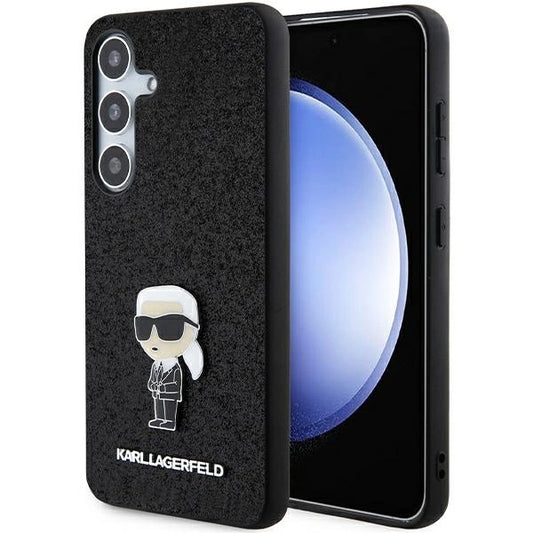 Karl Lagerfeld Fixed Glitter Ikonik Logo Metal Pin case for Samsung Galaxy S24+ - black_0