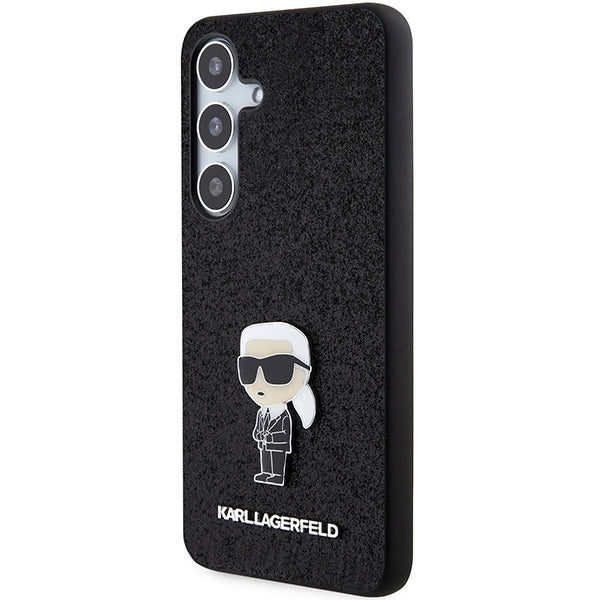 Karl Lagerfeld Fixed Glitter Ikonik Logo Metal Pin case for Samsung Galaxy S24+ - black_1