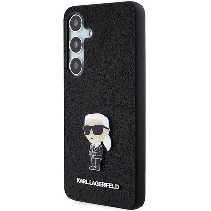 Karl Lagerfeld Fixed Glitter Ikonik Logo Metal Pin case for Samsung Galaxy S24+ - black_1