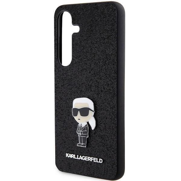 Karl Lagerfeld Fixed Glitter Ikonik Logo Metal Pin case for Samsung Galaxy S24+ - black_5