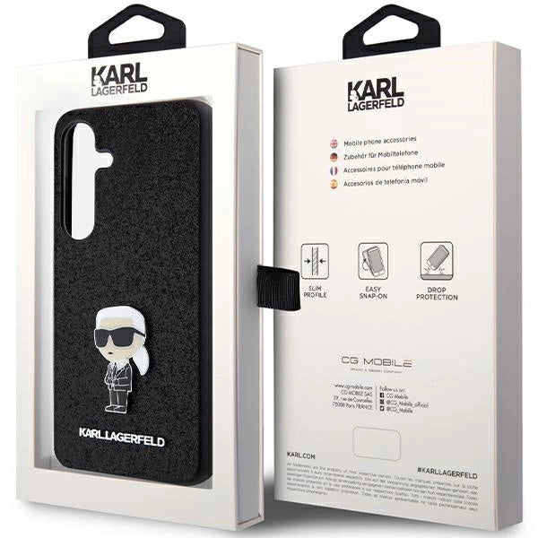 Karl Lagerfeld Fixed Glitter Ikonik Logo Metal Pin case for Samsung Galaxy S24+ - black_7