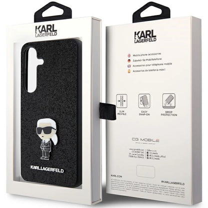 Karl Lagerfeld Fixed Glitter Ikonik Logo Metal Pin case for Samsung Galaxy S24+ - black_7