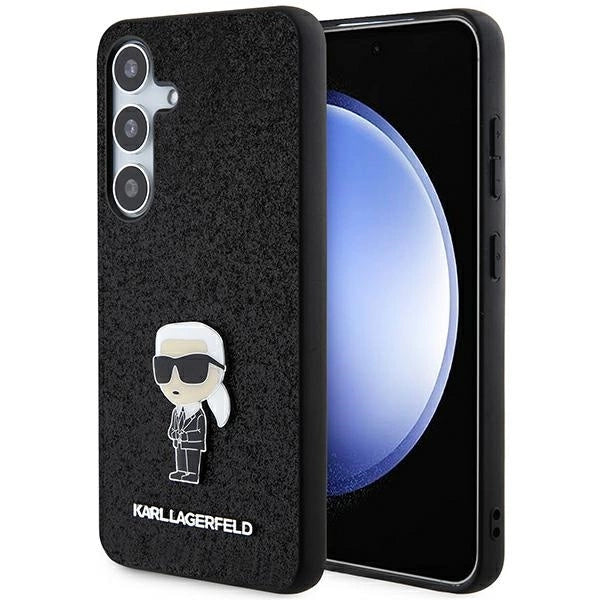 Karl Lagerfeld Fixed Glitter Ikonik Logo Metal Pin case for Samsung Galaxy S24 - black_0