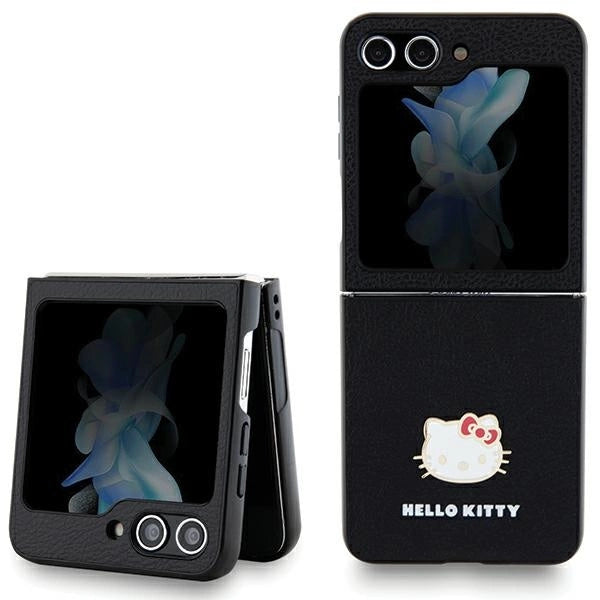 Hello Kitty Metal Logo Kitty Head case for Samsung Galaxy Z Flip 5 - black_0