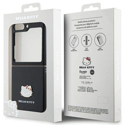 Hello Kitty Metal Logo Kitty Head case for Samsung Galaxy Z Flip 5 - black_7