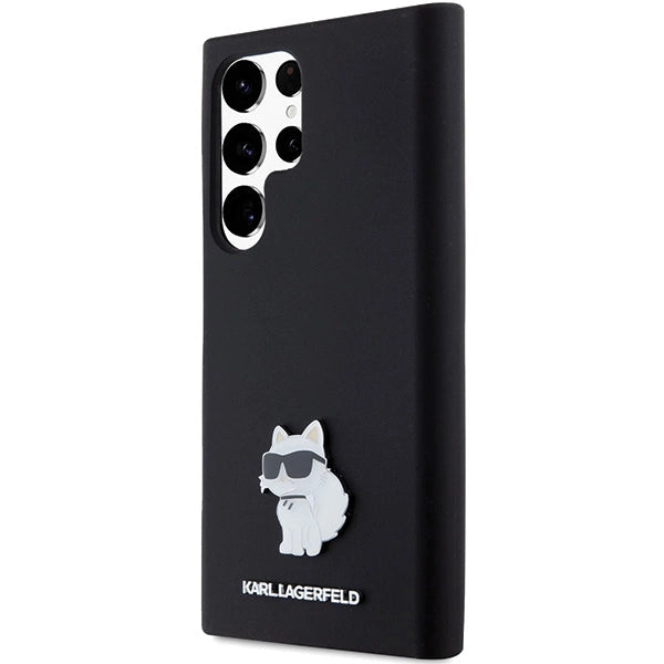 Karl Lagerfeld Silicone Choupette Metal Pin case for Samsung Galaxy S23 Ultra - black_1