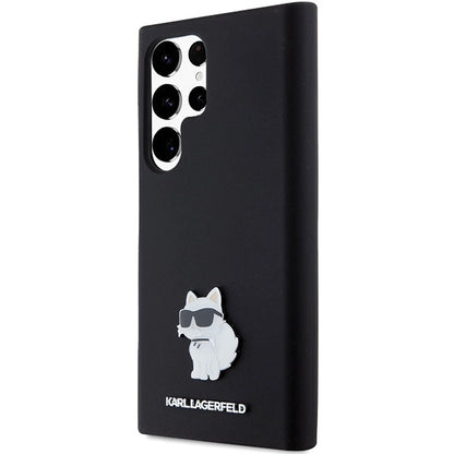 Karl Lagerfeld Silicone Choupette Metal Pin case for Samsung Galaxy S23 Ultra - black_1