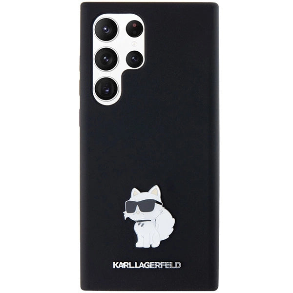 Karl Lagerfeld Silicone Choupette Metal Pin case for Samsung Galaxy S23 Ultra - black_2