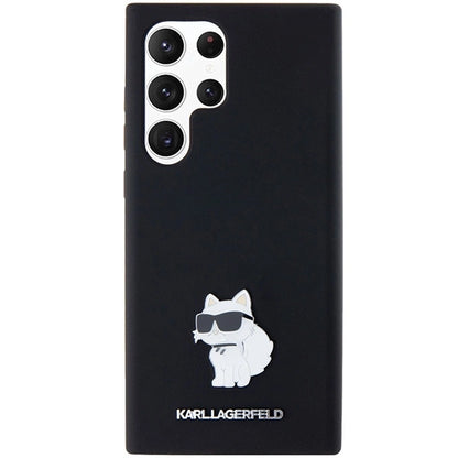 Karl Lagerfeld Silicone Choupette Metal Pin case for Samsung Galaxy S23 Ultra - black_2
