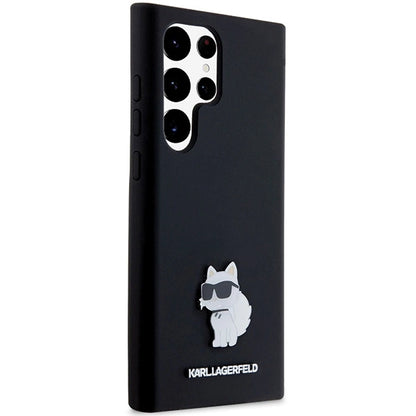 Karl Lagerfeld Silicone Choupette Metal Pin case for Samsung Galaxy S23 Ultra - black_3