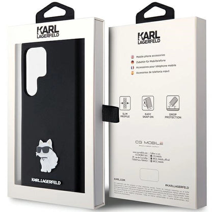 Karl Lagerfeld Silicone Choupette Metal Pin case for Samsung Galaxy S23 Ultra - black_7