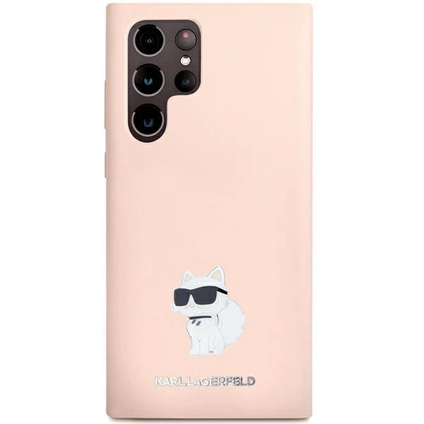 Karl Lagerfeld Silicone Choupette Metal Pin case for Samsung Galaxy S23 Ultra - pink_2