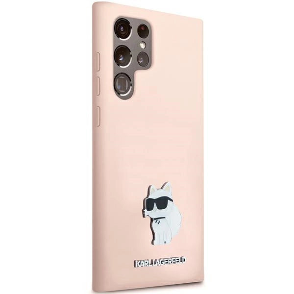 Karl Lagerfeld Silicone Choupette Metal Pin case for Samsung Galaxy S23 Ultra - pink_3