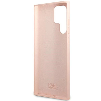 Karl Lagerfeld Silicone Choupette Metal Pin case for Samsung Galaxy S23 Ultra - pink_6