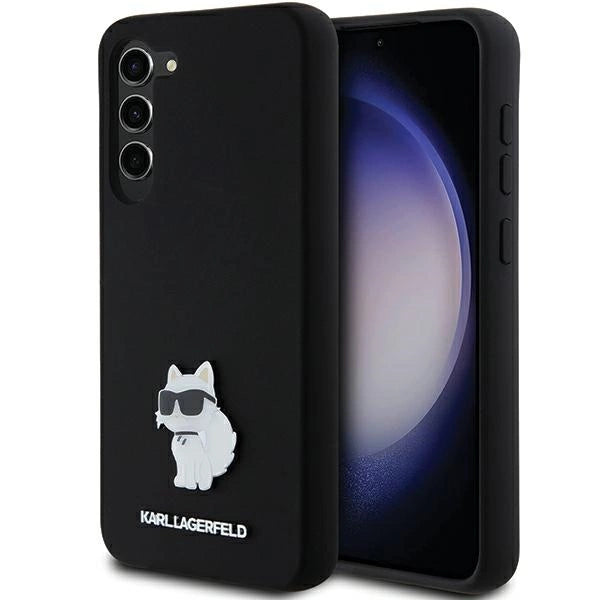Karl Lagerfeld Silicone Choupette Metal Pin case for Samsung Galaxy S23+ - black_0
