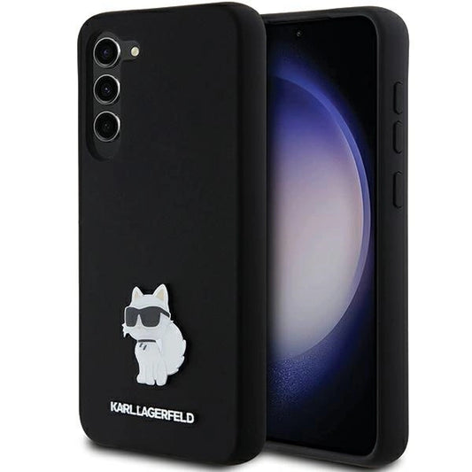 Karl Lagerfeld Silicone Choupette Metal Pin case for Samsung Galaxy S23+ - black_0