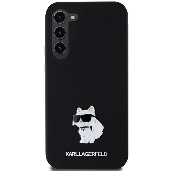 Karl Lagerfeld Silicone Choupette Metal Pin case for Samsung Galaxy S23+ - black_2