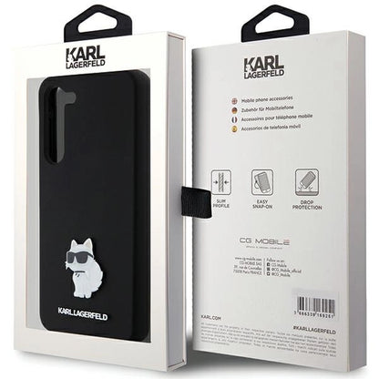 Karl Lagerfeld Silicone Choupette Metal Pin case for Samsung Galaxy S23+ - black_7