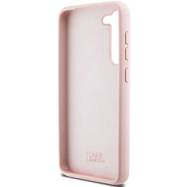 Karl Lagerfeld Silicone Choupette Metal Pin case for Samsung Galaxy S23+ - pink_6