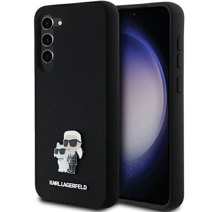 Karl Lagerfeld Silicone Karl&amp;Choupette Metal Pin case for Samsung Galaxy S23+ - black_0