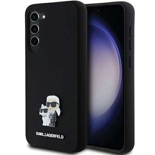 Karl Lagerfeld Silicone Karl&amp;Choupette Metal Pin case for Samsung Galaxy S23+ - black_0